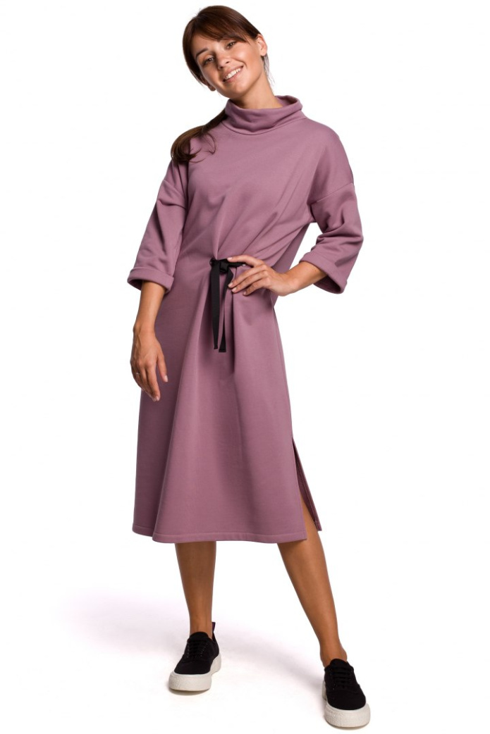 Sukienka Midi - Bawełniana - wrzosowa